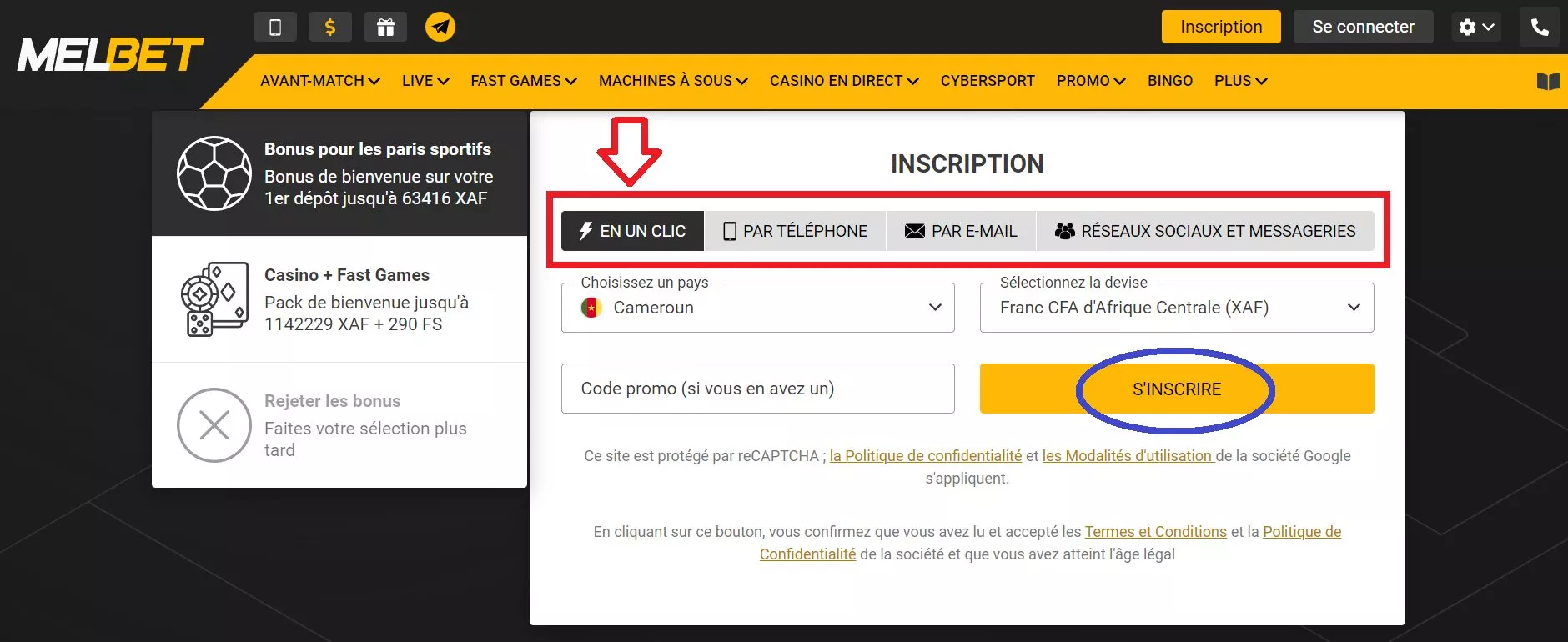 Melbet inscription : La procédure avec l’option en un clic