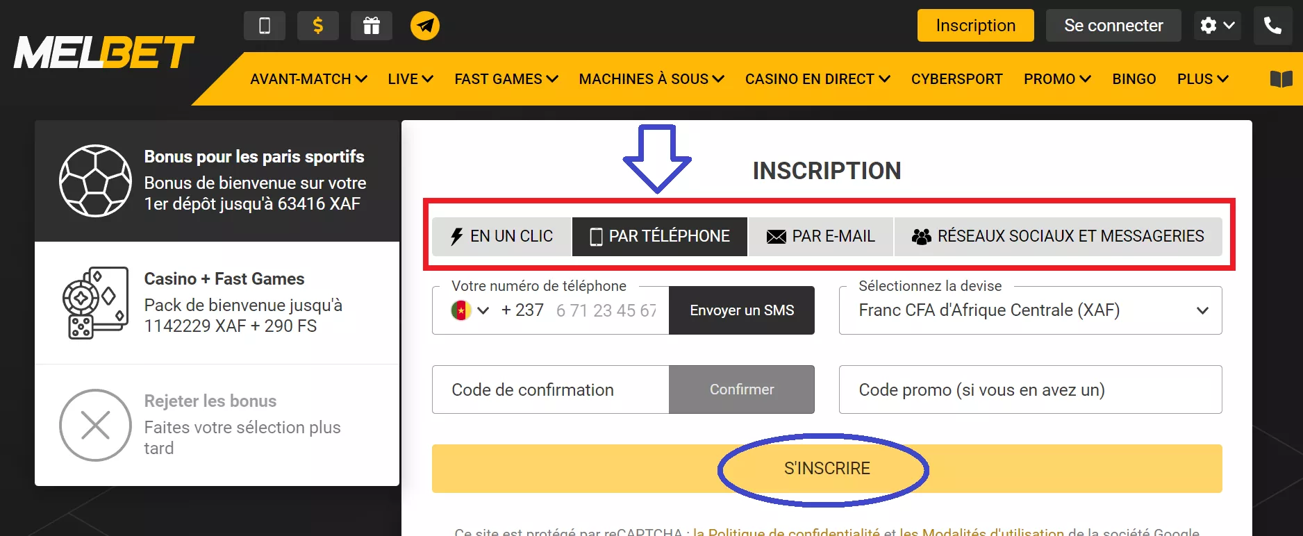 Créer un compte Melbet avec un numéro de téléphone de votre choix