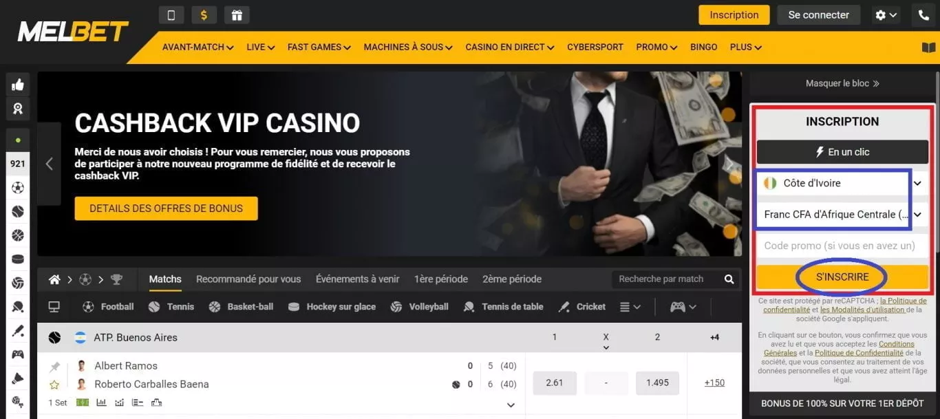 Melbet inscription et se connecter: creer compte